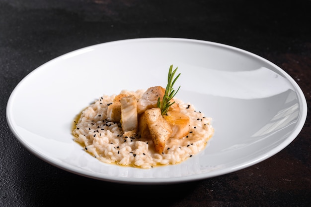 Delicious risotto with chicken fillet