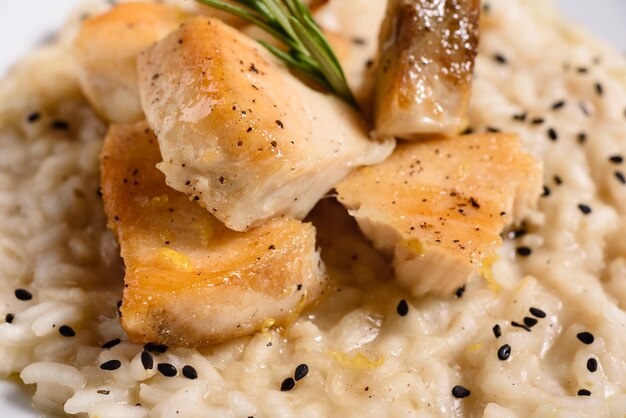 Delicious risotto with chicken fillet