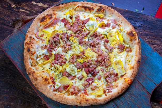 Delicious roast pizza and bacon