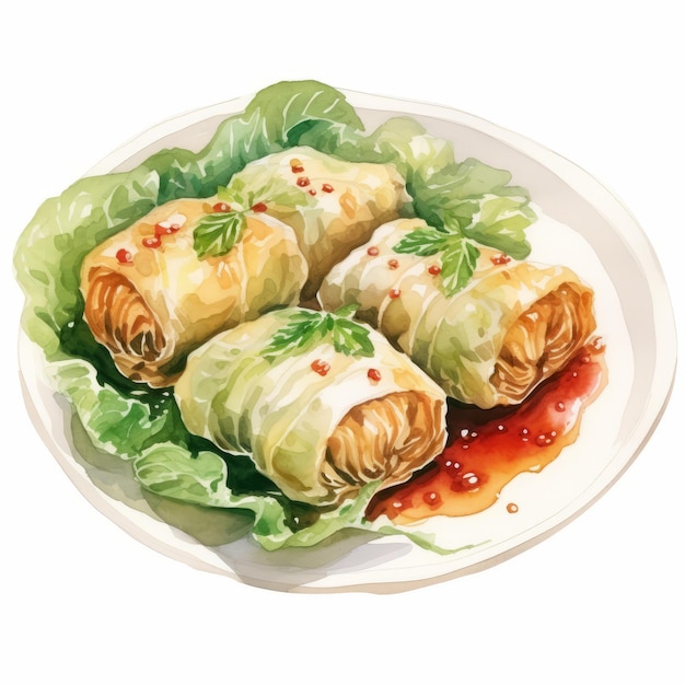 Photo delicious romanian sarmale cabbage rolls stuffed with meat on white background ai generated