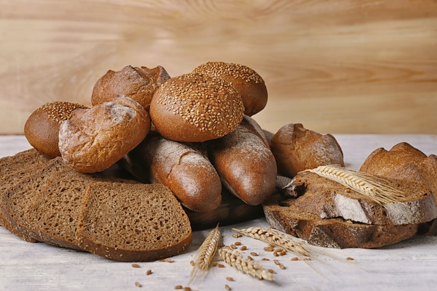 Delicious rye bread on wooden