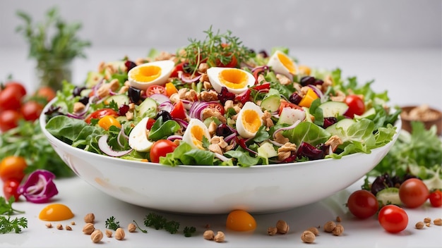 A delicious salad dish on a white background