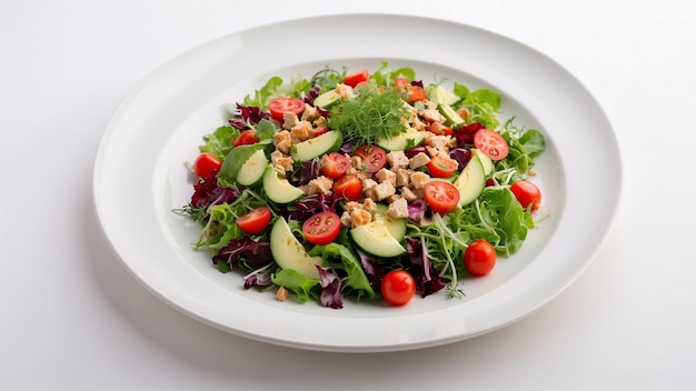 A delicious salad dish on a white background