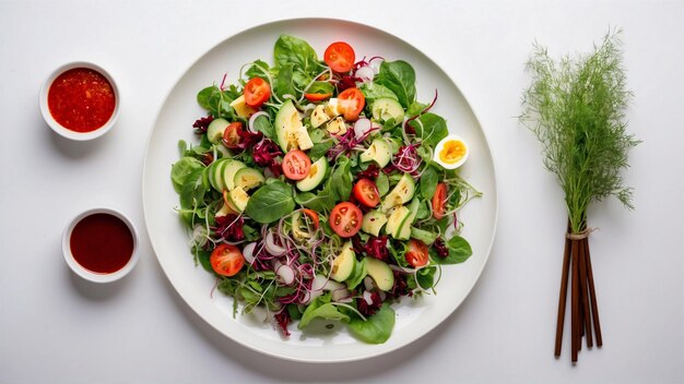 A delicious salad dish on a white background