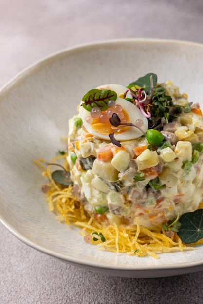 delicious salad on a gray background