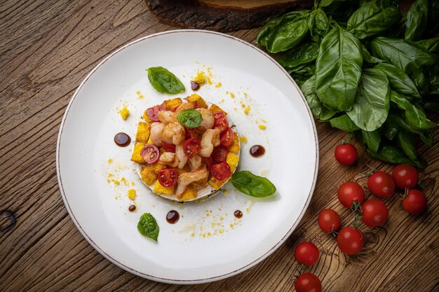 a delicious salad prepared in the restaurant by the chef