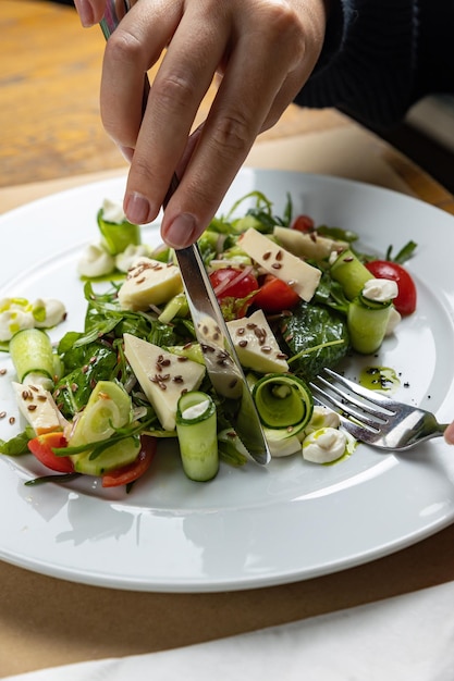 a delicious salad prepared in the restaurant by the chef