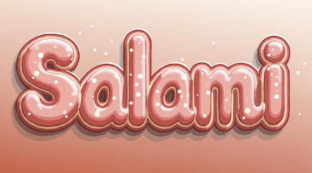 Delicious Salami Typography in 3D Cartoon Style
