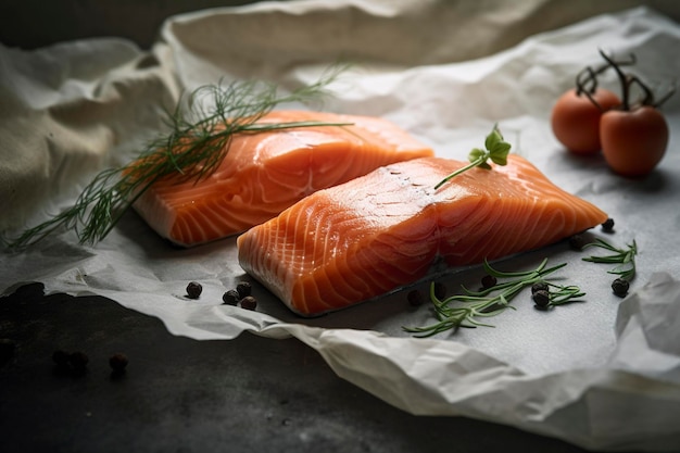 Delicious salmon created with generative AI