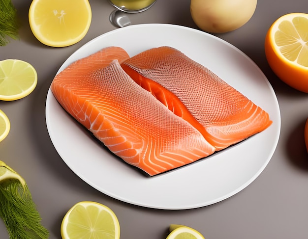 Delicious salmon Cuisine Photography AI Image Generated