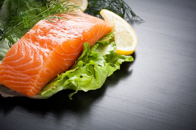 Delicious salmon fillet, rich in omega 3 oil