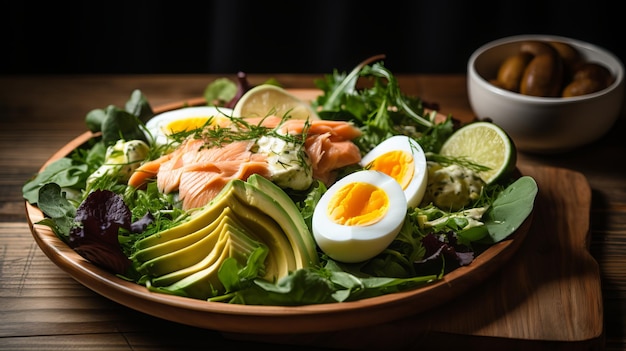 Delicious Salmon Salad with Smoked Salmon HardBoiled Eggs and Avocado