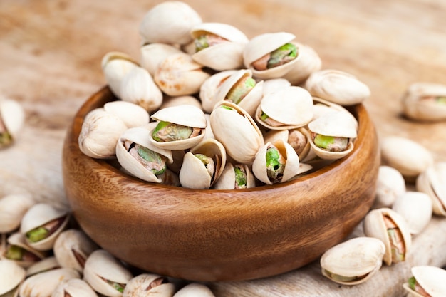 Delicious and salty pistachio nuts, roasted pistachios sprinkled with salt for flavor