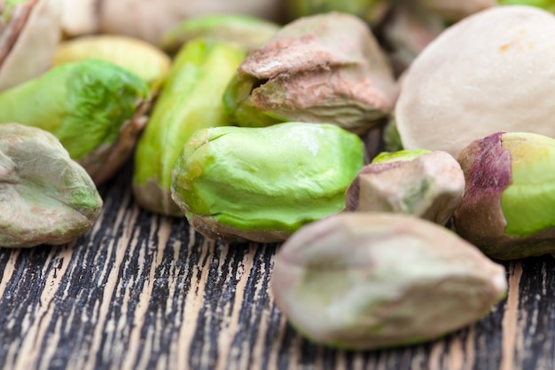 Delicious and salty pistachio nuts, roasted pistachios sprinkled with salt for flavor