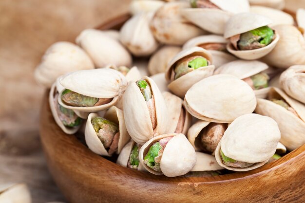 Delicious and salty pistachio nuts, roasted pistachios sprinkled with salt for flavor