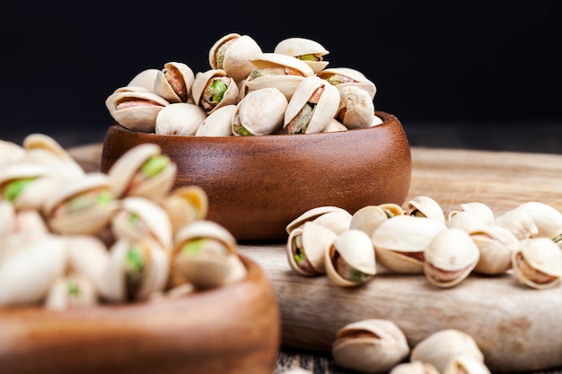 Delicious and salty pistachio nuts, roasted pistachios sprinkled with salt for flavor