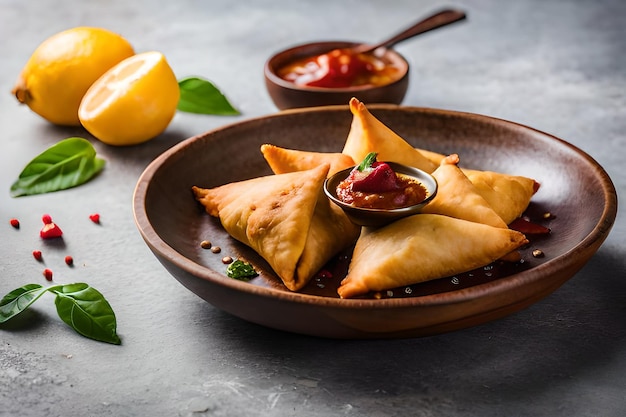 Delicious samosa plate 4k