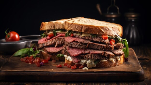 Photo a delicious sandwich with beef