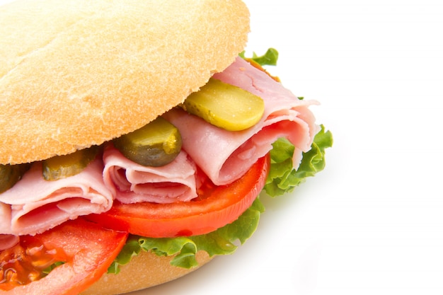 a delicious Sandwich with ham and tomatoes