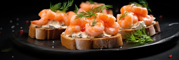 Delicious sandwiches with shrimps