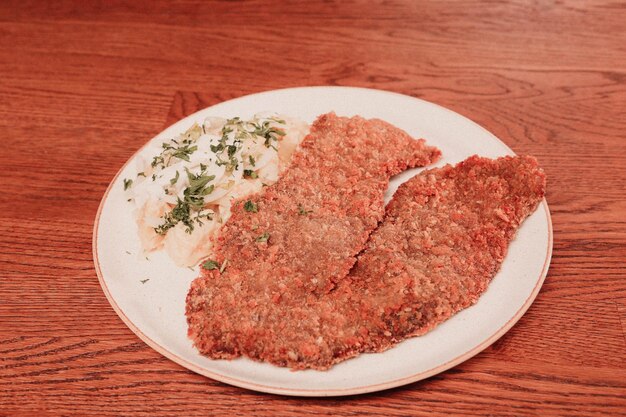 Delicious schnitzel served with french fries