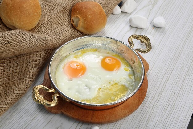 Delicious scrambled egg on the table