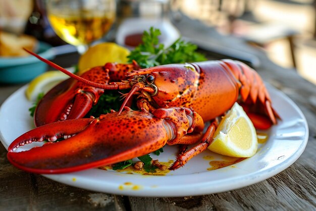 Delicious seafood lobster on a plate