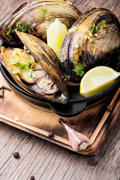 Delicious seafood mussels