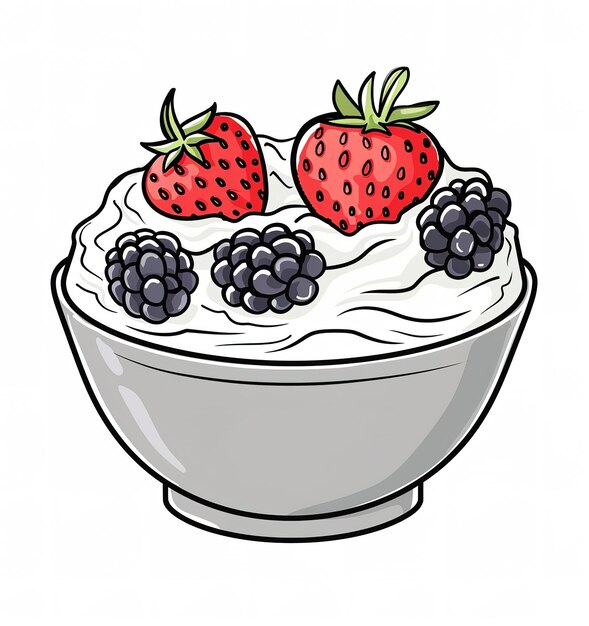 Photo a delicious serving of fresh berries and whipped cream in a classic bowl the perfect dessert for every sweet tooth