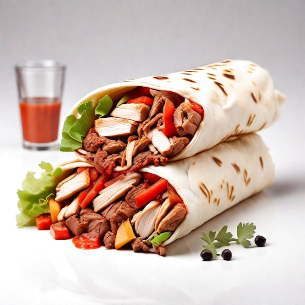 Foto un delizioso shawarma generato da ai