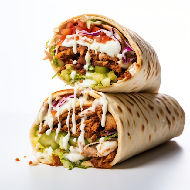 delicious shawarma on white background isolated food photographygigapixel