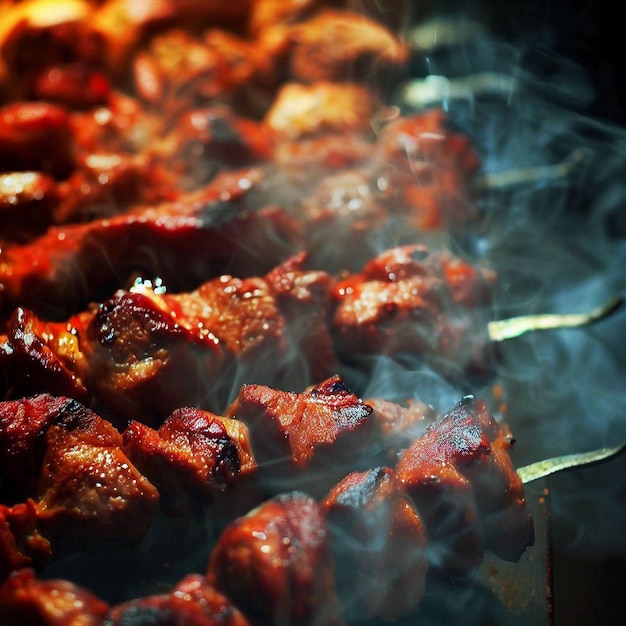 Delicious shish kebab with a hint of spice generative ai