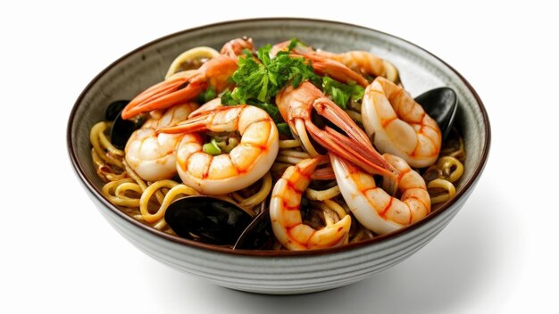 Delicious shrimp and noodle dish ready to be savored