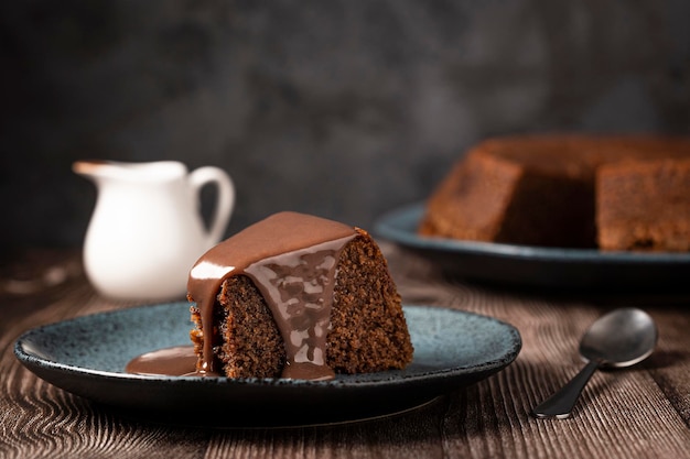 Delicious slice of chocolate cake