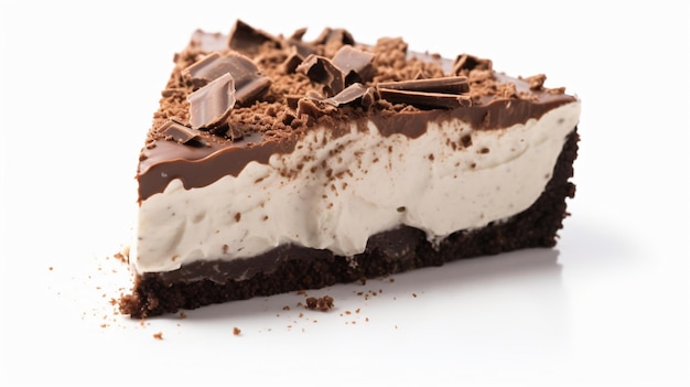 Delicious slice of mud pie isolated on a white background