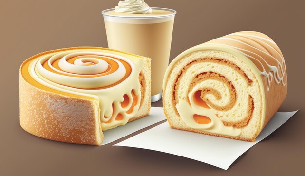 delicious slices of sweet cream roll