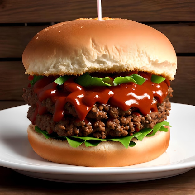 Delicious Sloppy Joe Burger generative art by AI