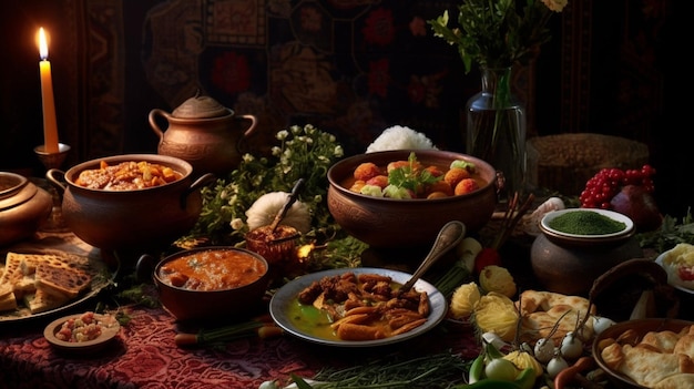 Foto il delizioso odore della cucina tradizionale dell'eid