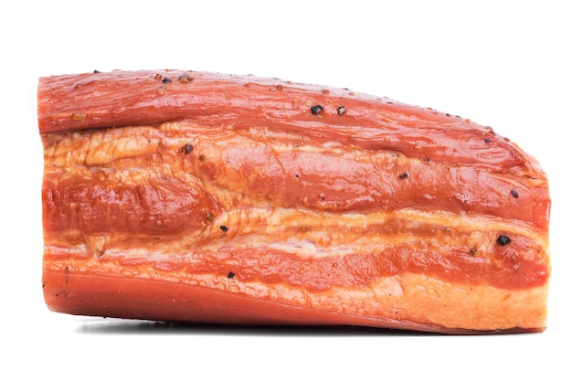 Delicious smoked pork belly Isolated on a white background