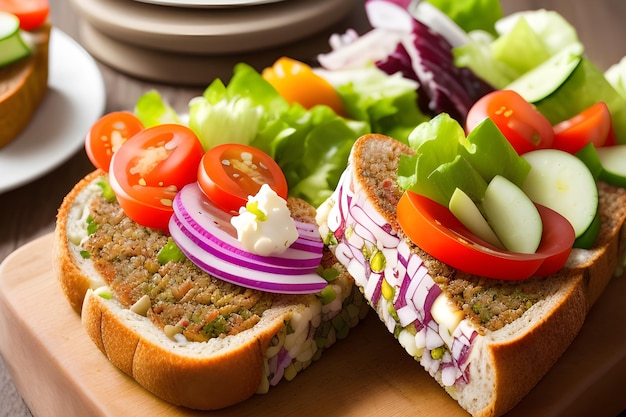 맛있는 Smorrebrod 사진 음식 배경 AI 이미지 생성