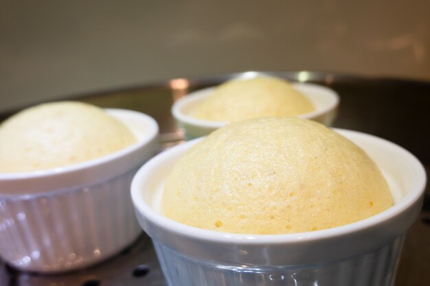 Delicious snack of Chinese steamed bread in a cup