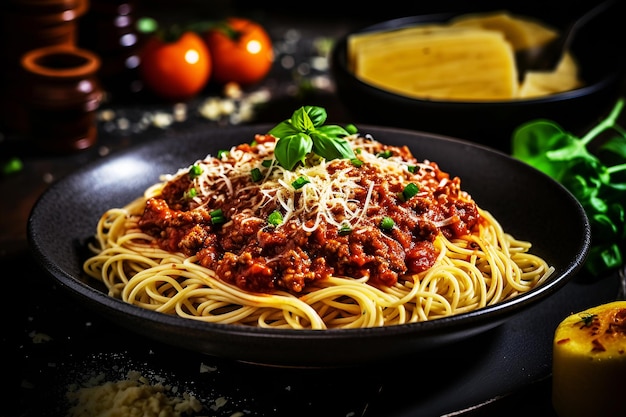 Delicious spaghetti Bolognese an Italian specialty served on a plate