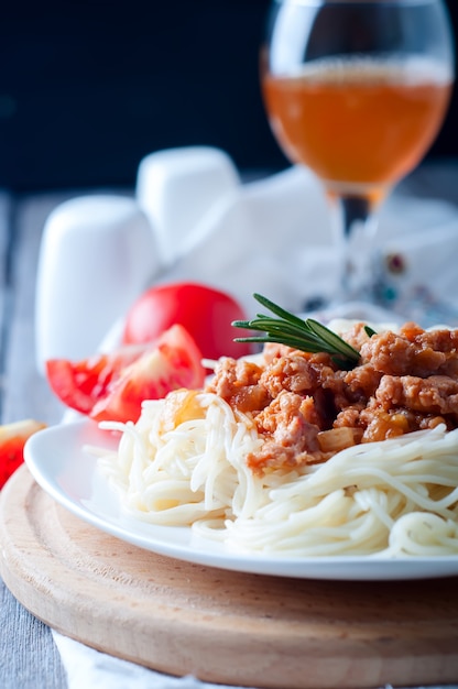 Delicious spaghetti with bacon