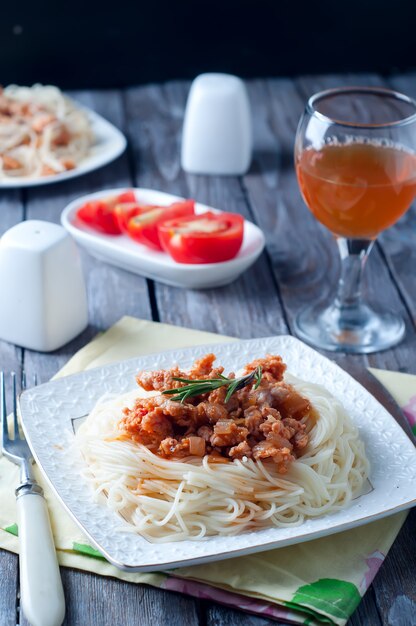 Delicious spaghetti with bacon