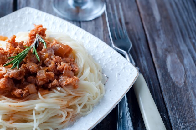 Delicious spaghetti with bacon