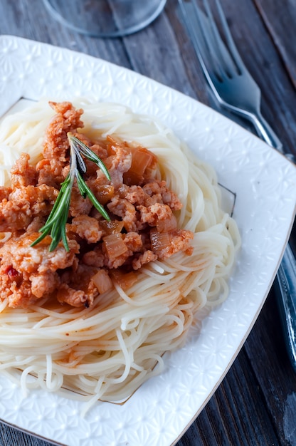 Delicious spaghetti with bacon