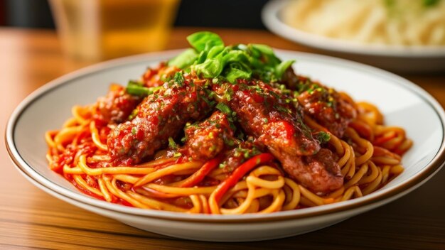 Delicious spaghetti with meat sauce ready to be savored