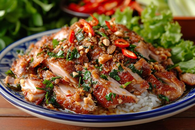 Delicious spiced duck head on a plate