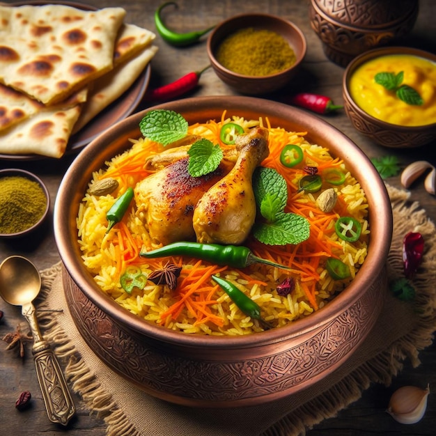 Photo delicious spicy chicken biryani indian or pakistani ramzan food iftar meal ramadan dinner