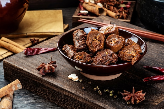 Delicious spicy duck neck in bowl